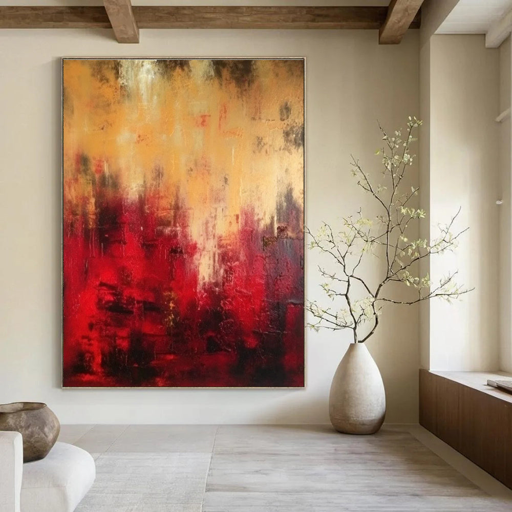 Red and Gold Abstract Painting with Intense Textures ADGE073