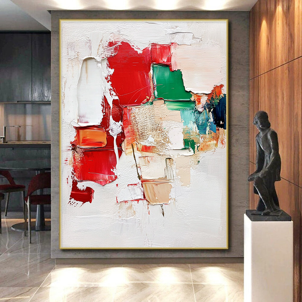 Colorful Patchwork Abstract Painting with Thick Impasto GER589