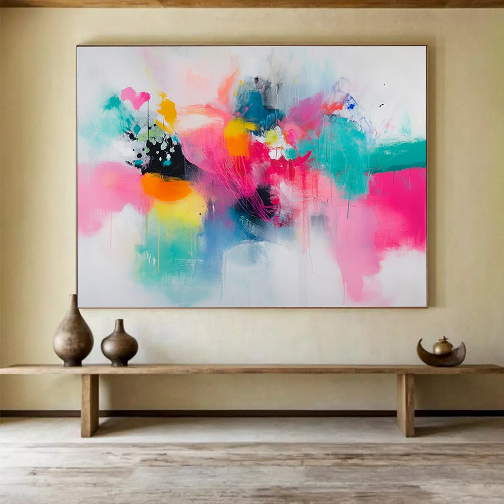 Bold Color Abstract Composition Painting with Bright Hues DYP545