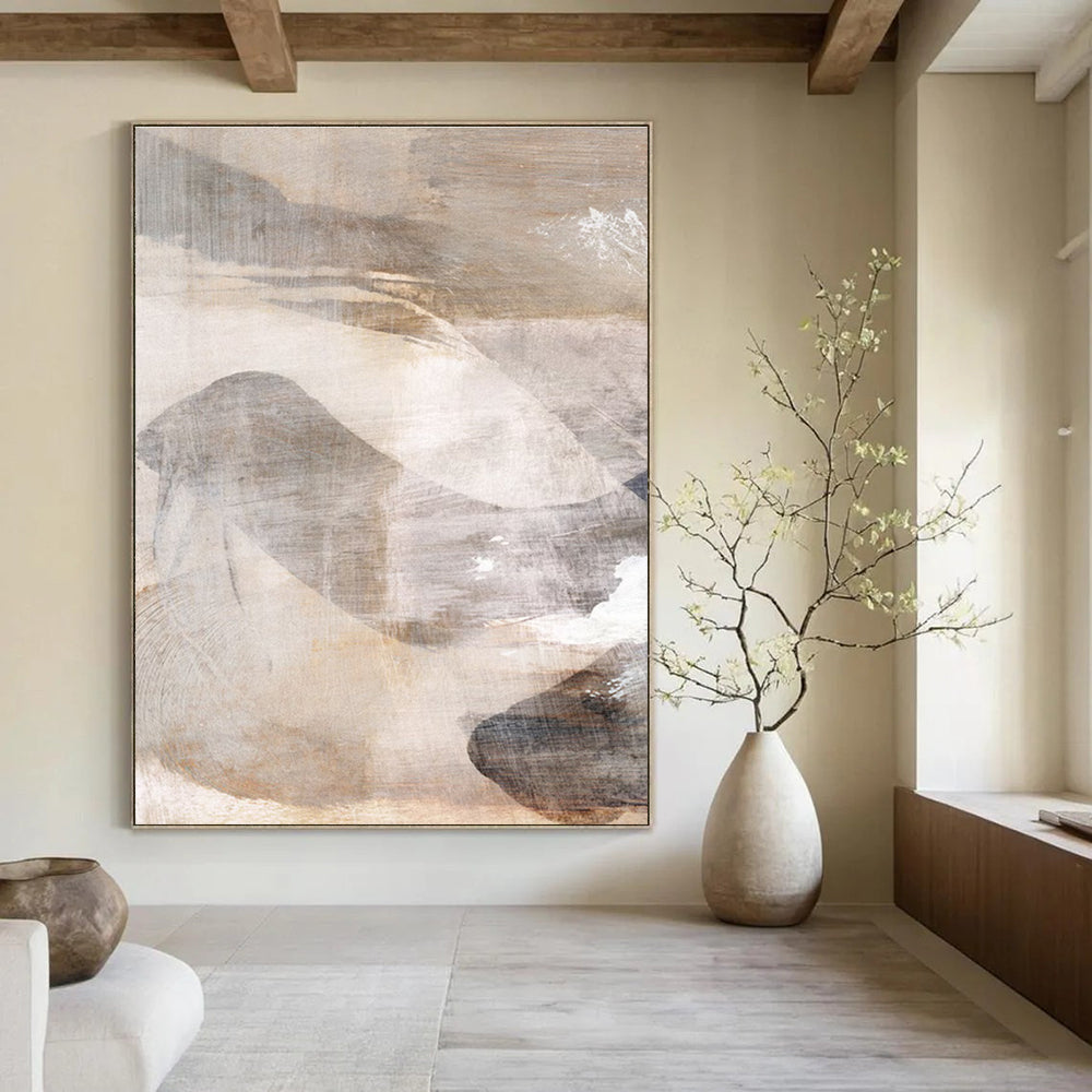 Earth - toned Abstract Landscape with Soft Textures Painting ADGE210