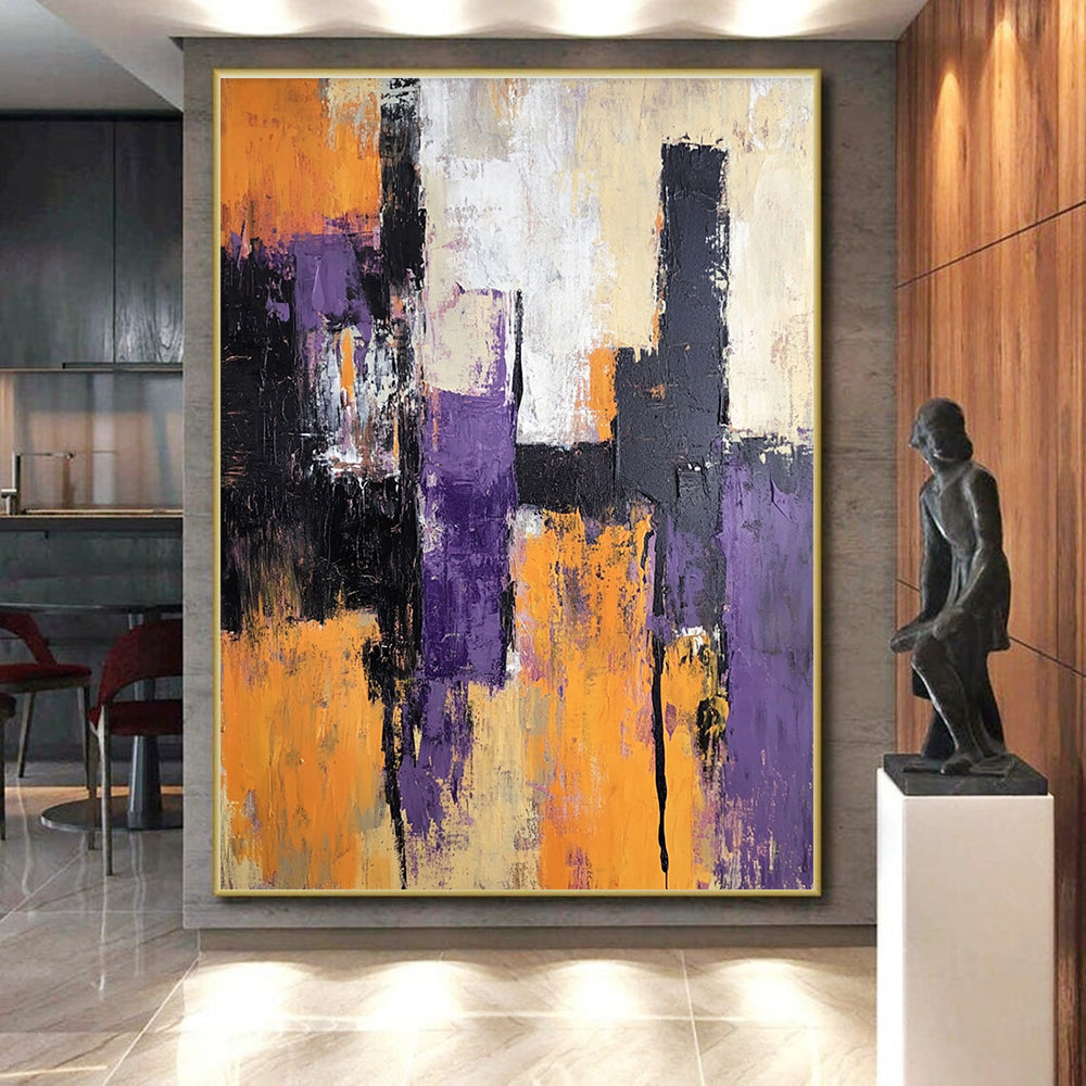 Purple and Orange Abstract Painting with Bold Strokes GER563