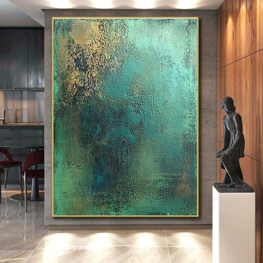 Teal and Gold Textured Abstract with Earthy Accents GER286