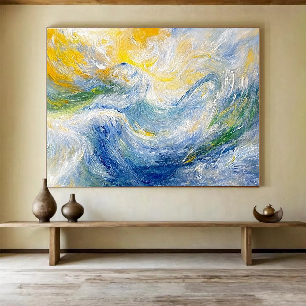 Swirling Wave Abstract - Vibrant Ocean Abstract Painting DYP006