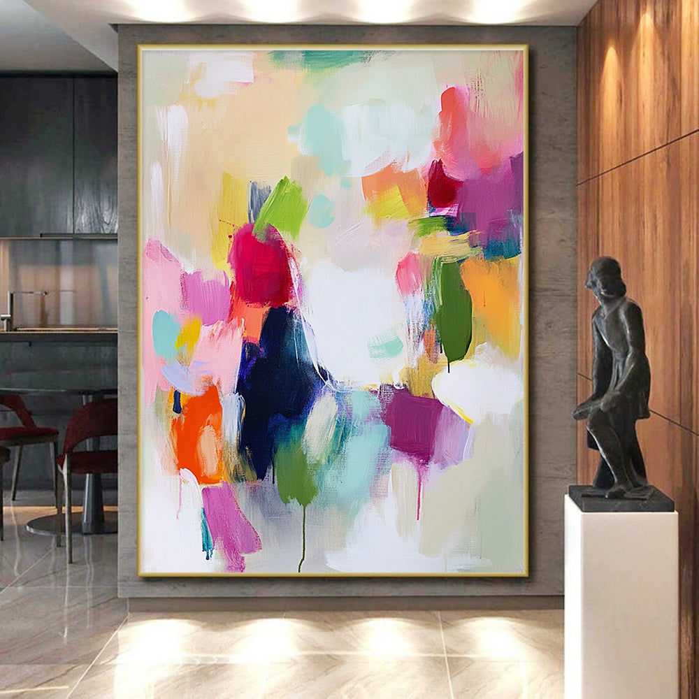 Soft Color Abstract Painting with Gentle Drips GER685