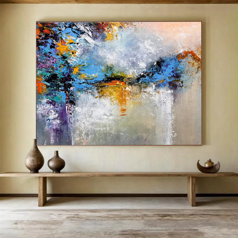 Colorful Reflection Abstract Painting with Vibrant - Mirror - Like Effects THY376