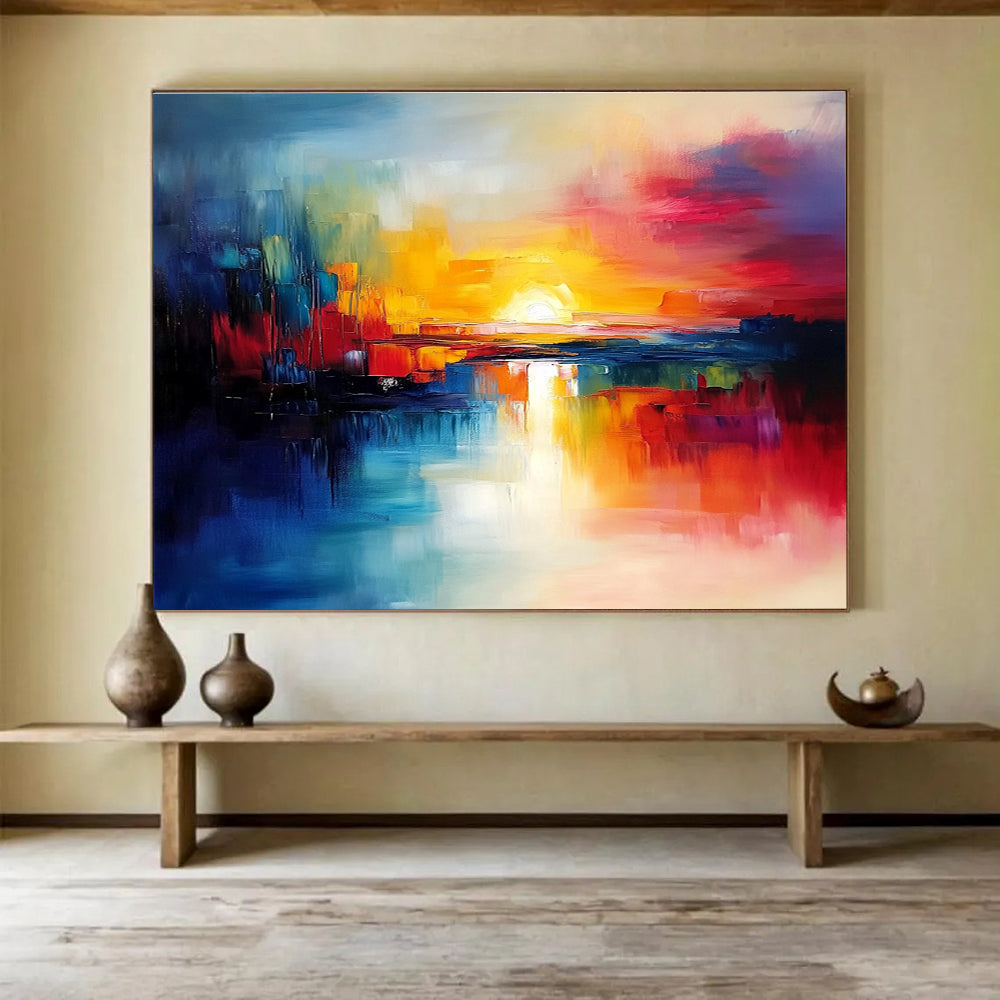 Colorful Sunset Abstract Painting with Vivid Hues DYP152