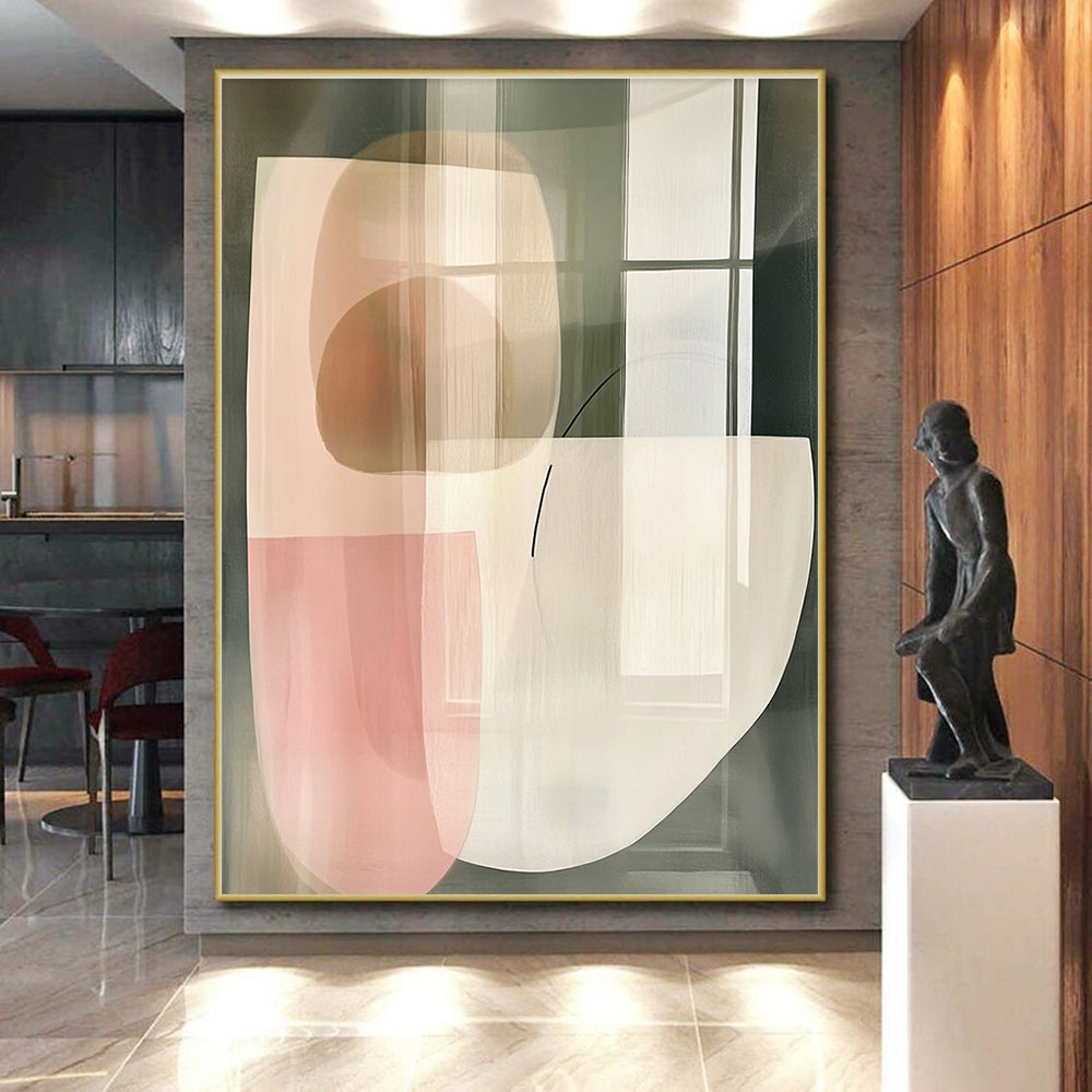 Transparent Shapes Abstract Painting with Subtle Lines GER746