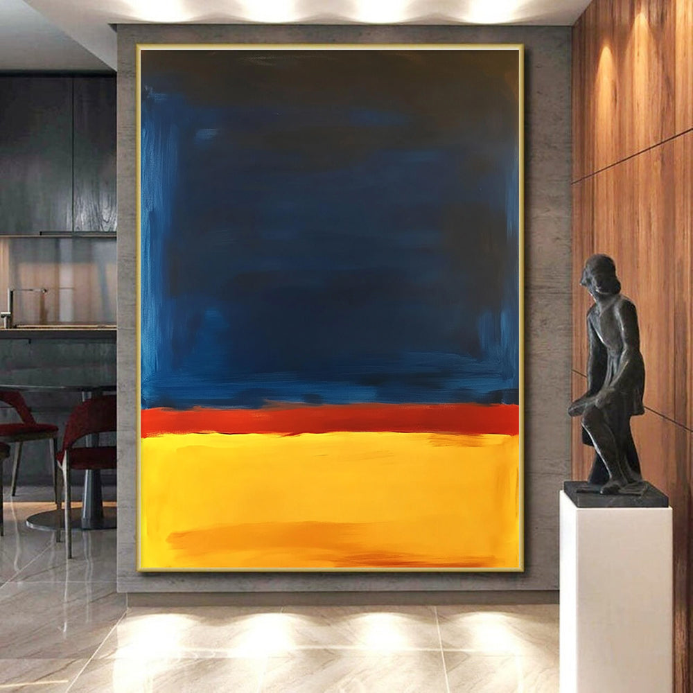 Blue Red and Yellow Abstract Painting with Bold Color Blocks GER544