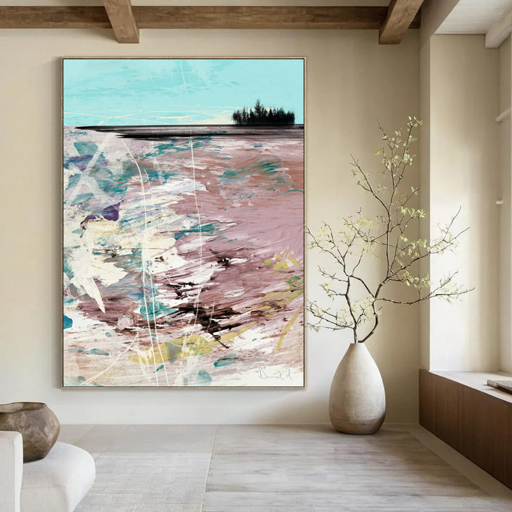 Coastal Abstract in Pink with Soft Hues Painting ADGE198
