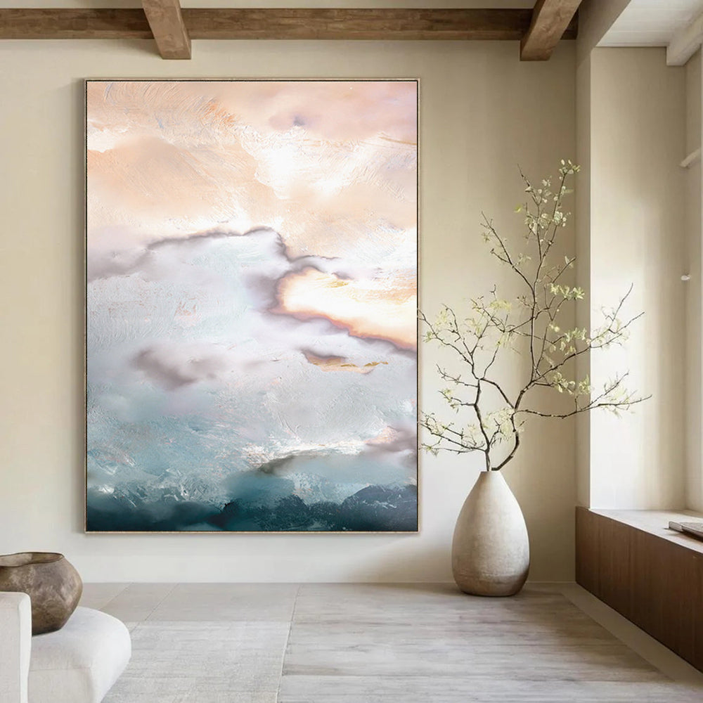 Blush and Teal Cloud - inspired Abstract Painting ADGE165