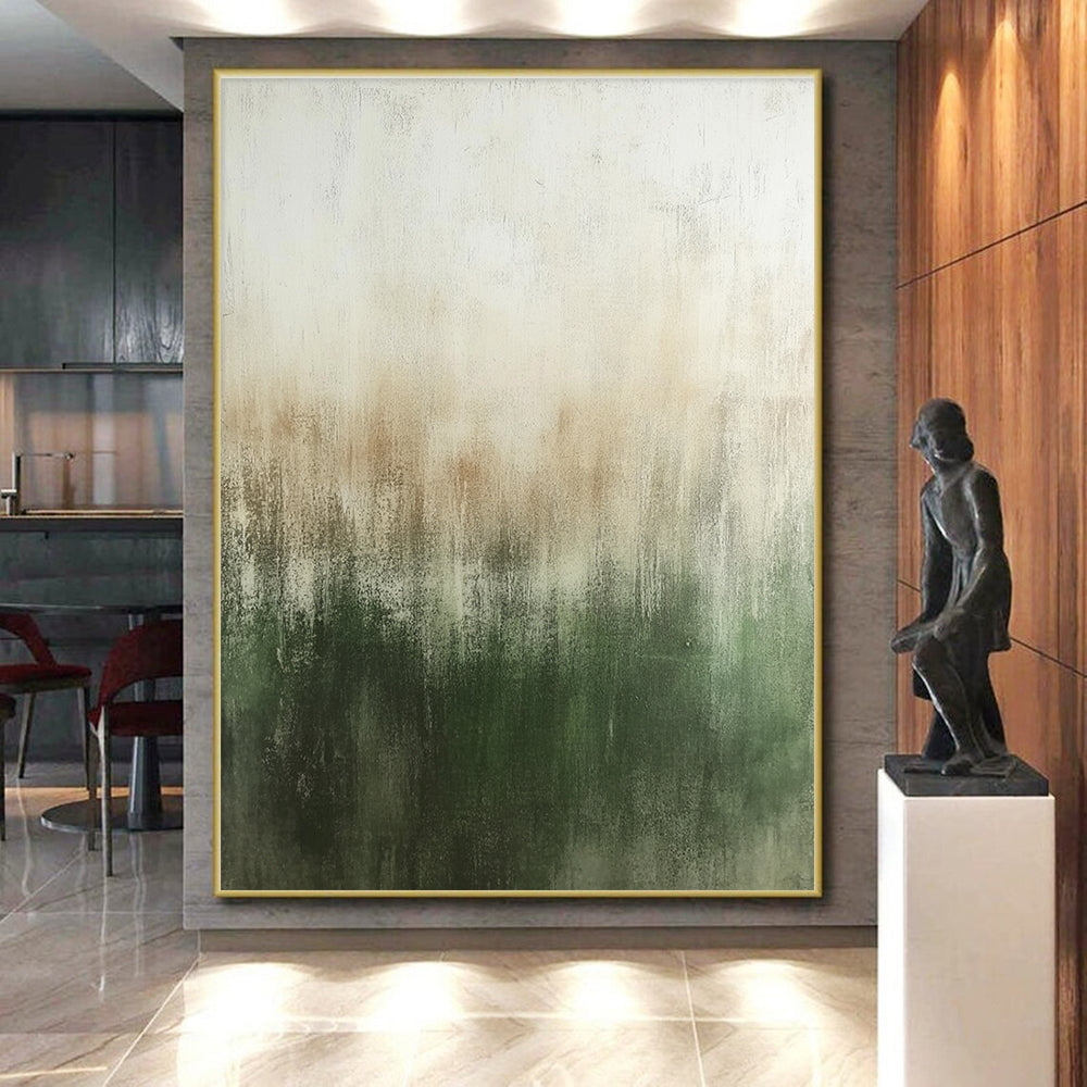Green and Brown Abstract Painting with Subtle Transitions GER439