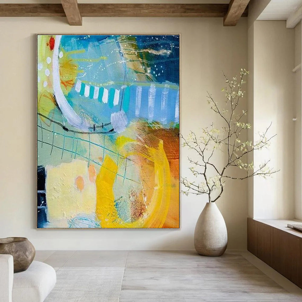 Playful Colorful Abstract Painting with Whimsical Forms ADGE409