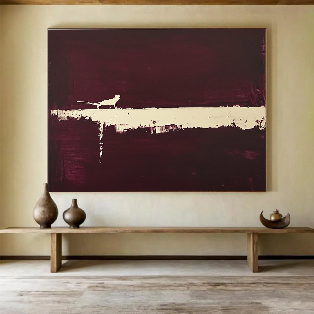 Dark Purple and White Silhouette Abstract Painting with Mysterious Vibe DYP254