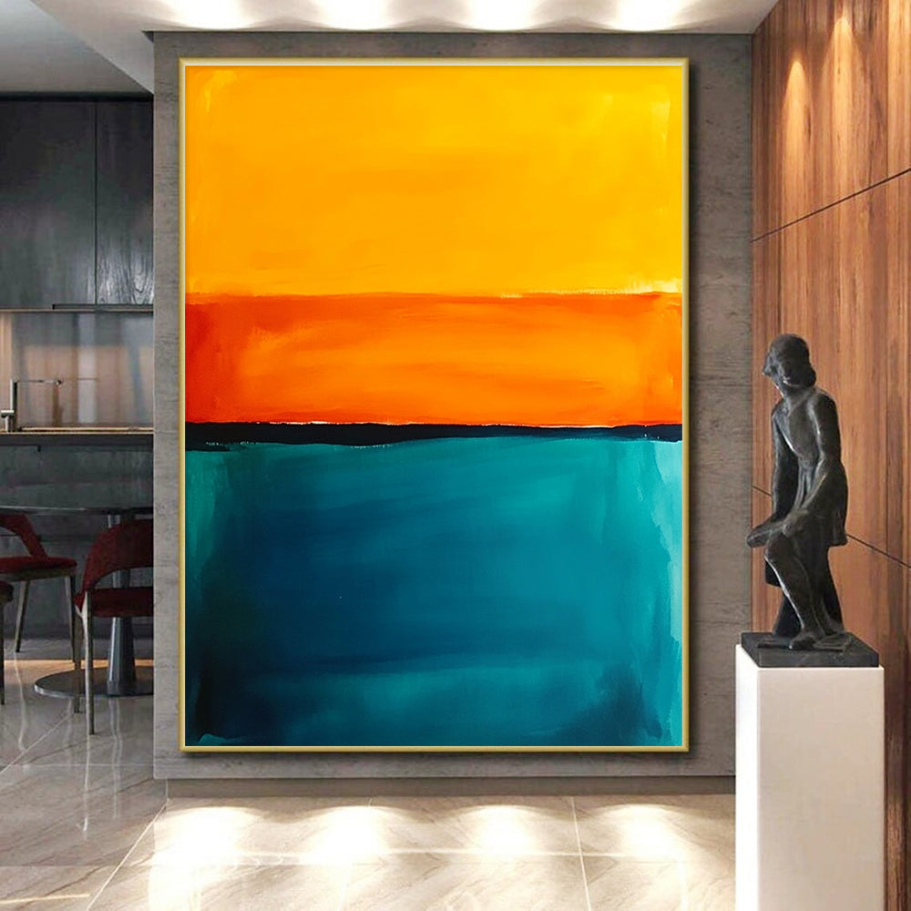 Orange and Teal Sunset - Themed Abstract Painting GER222