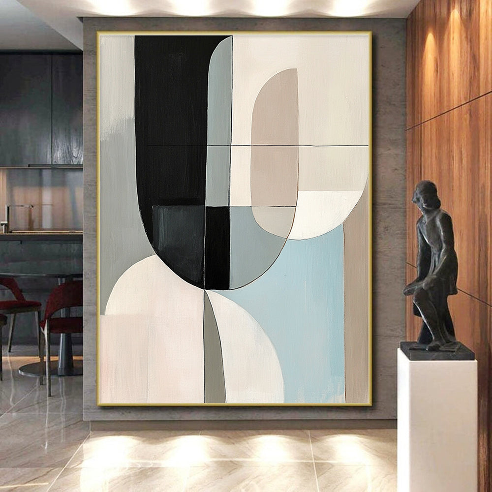 Multicolor Geometric Abstract Painting with Interlocking Shapes GER169