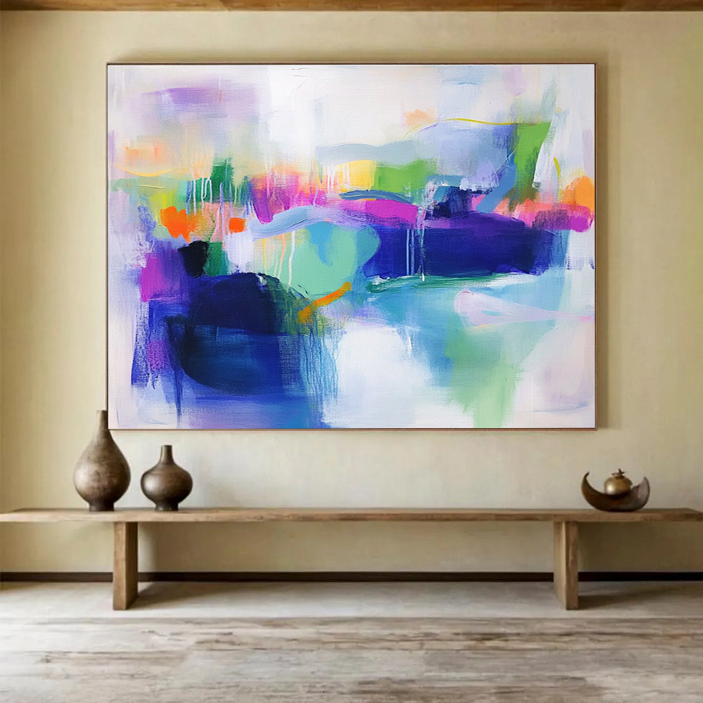 Vibrant Color Fusion Abstract Painting with Bold Color Mix DYP493