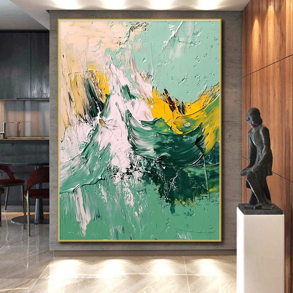 Green Mountain Abstract Painting with Impasto Technique GER604