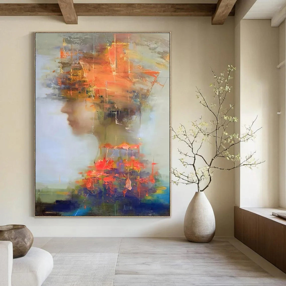 Colorful Portrait Abstract Painting with Layered Textures ADGE318