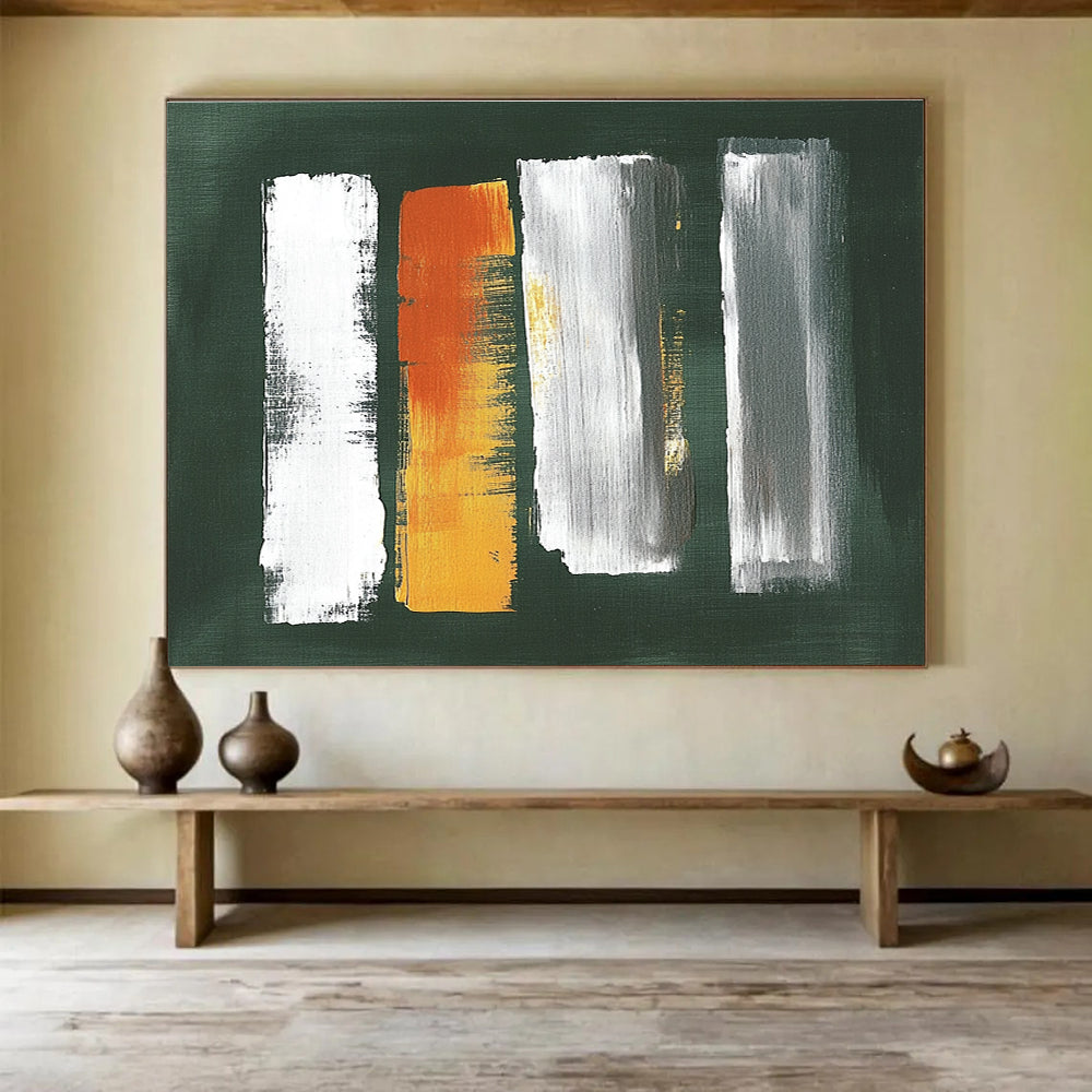 Green Background Color Strokes Abstract Painting DYP087