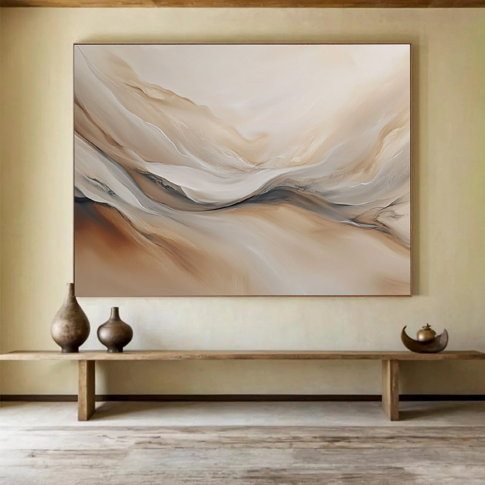Beige Flowing - Liquid - like Abstract Painting DYP039