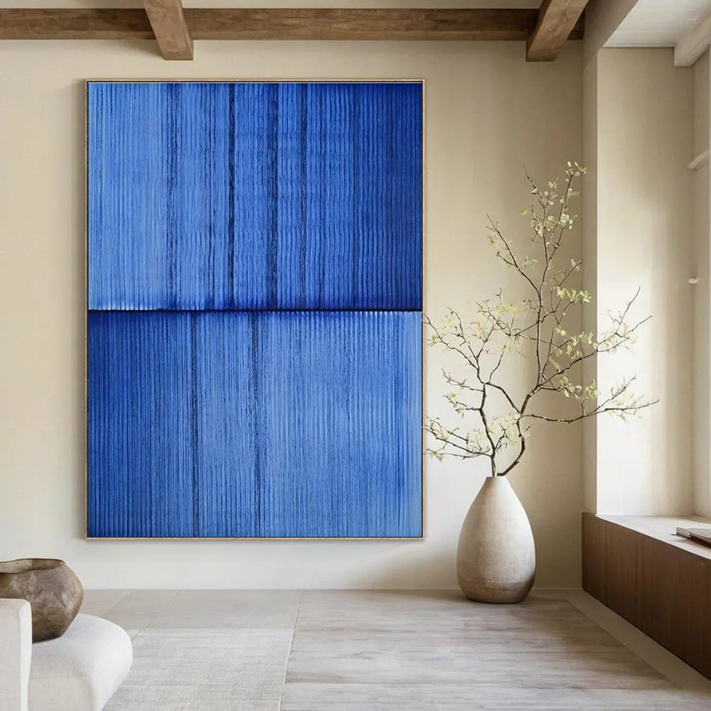Blue Textured Minimalist Abstract Painting ADGE407