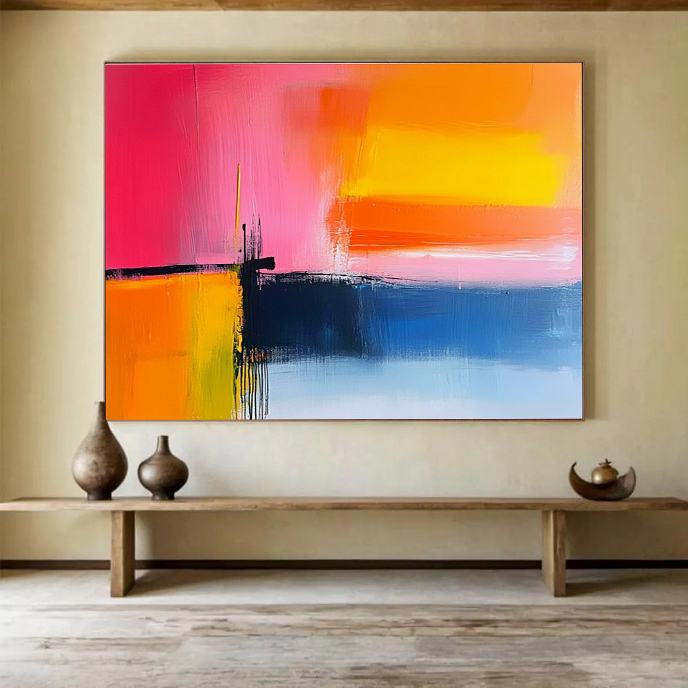 Pink Orange and Yellow Abstract Painting with Sunset Vibes DYP409