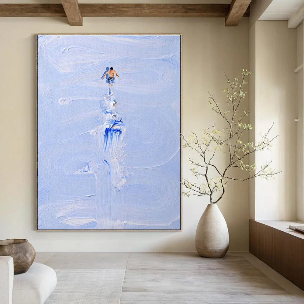 Blue and White Water Figure Abstract Painting ADGE327