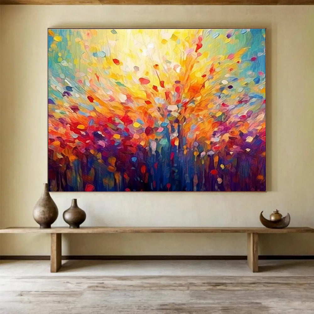 Radiant Tree Abstract Painting with Vivid Color Bursts THY290