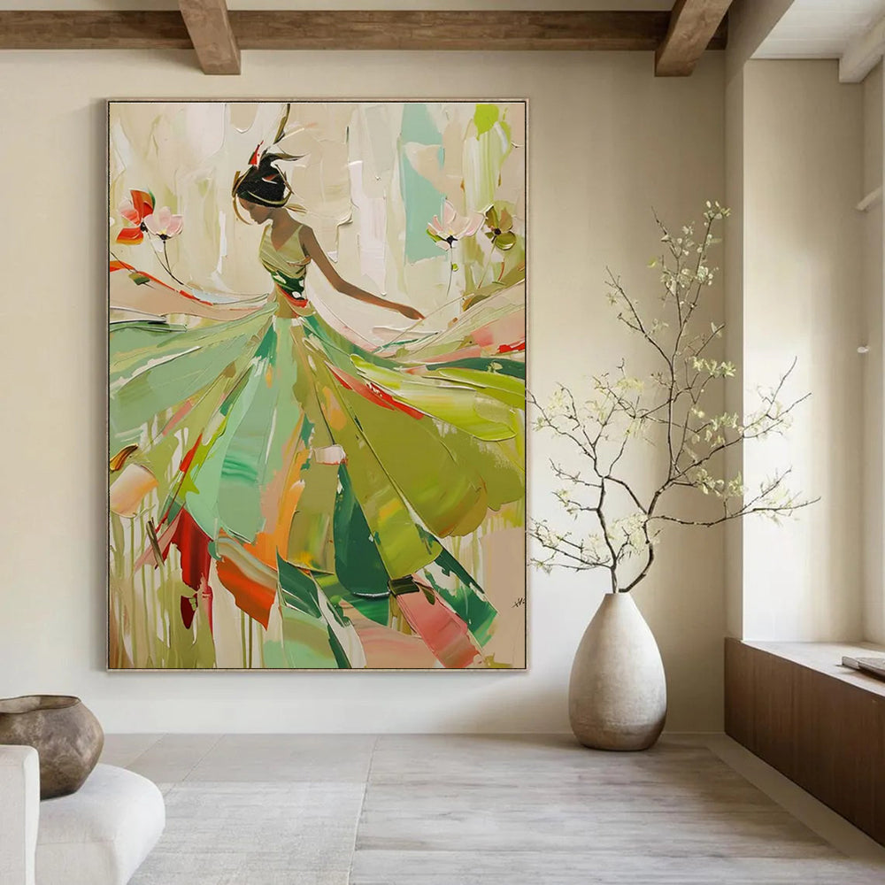 Colorful Dancing Lady Abstract Painting with Flowing Dress ADGE082