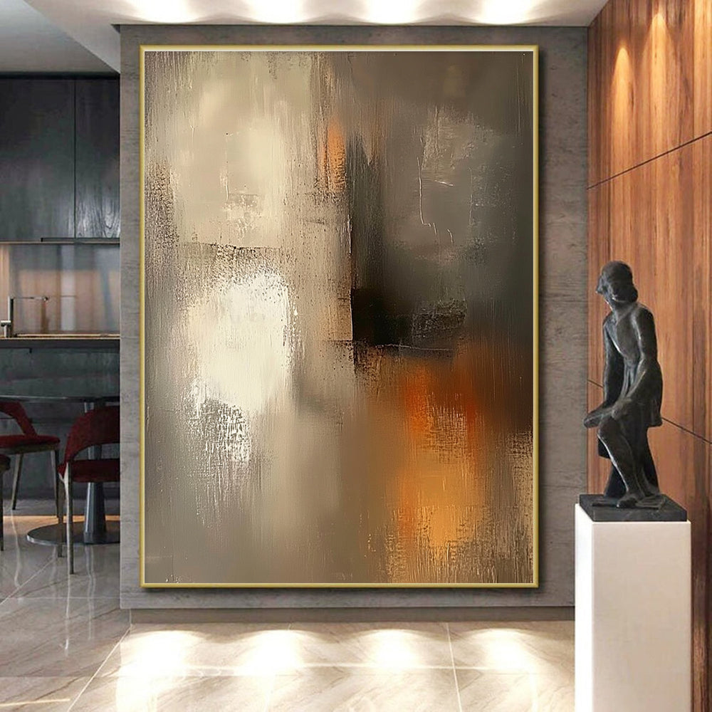 Muted Gray Abstract Painting with Subtle Warm Accents GER531