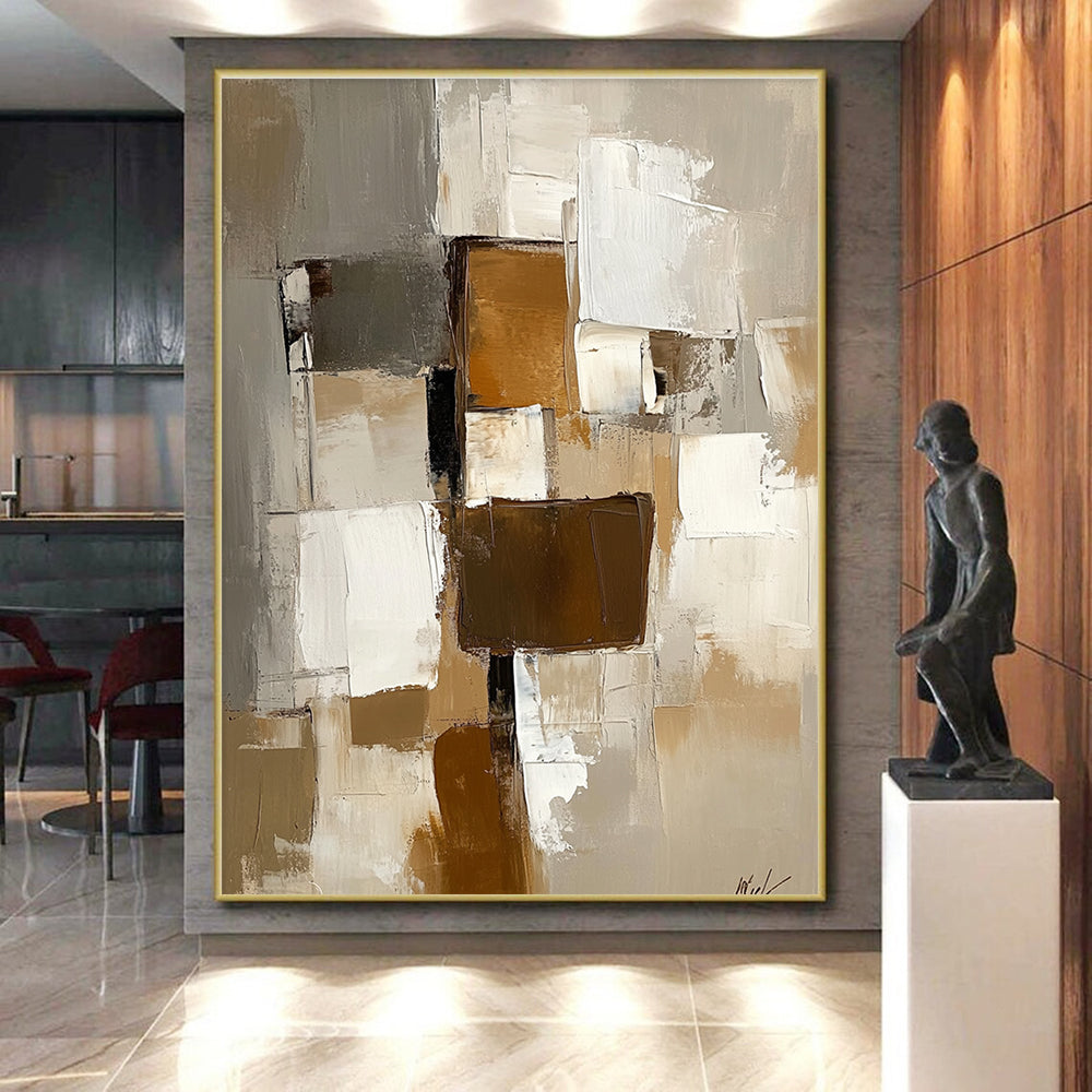 Geometric Abstract with Brown White and Gray GER337