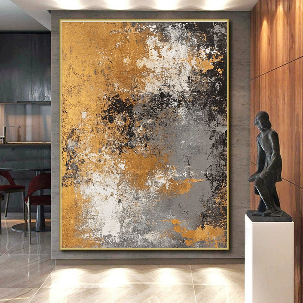 Gold - Flecked Abstract with Gray, White, and Gold GER319