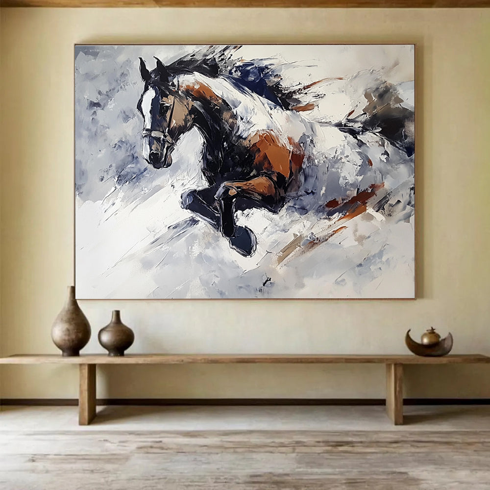 Galloping Horse Abstract Painting with Dynamic Brushstrokes DYP595