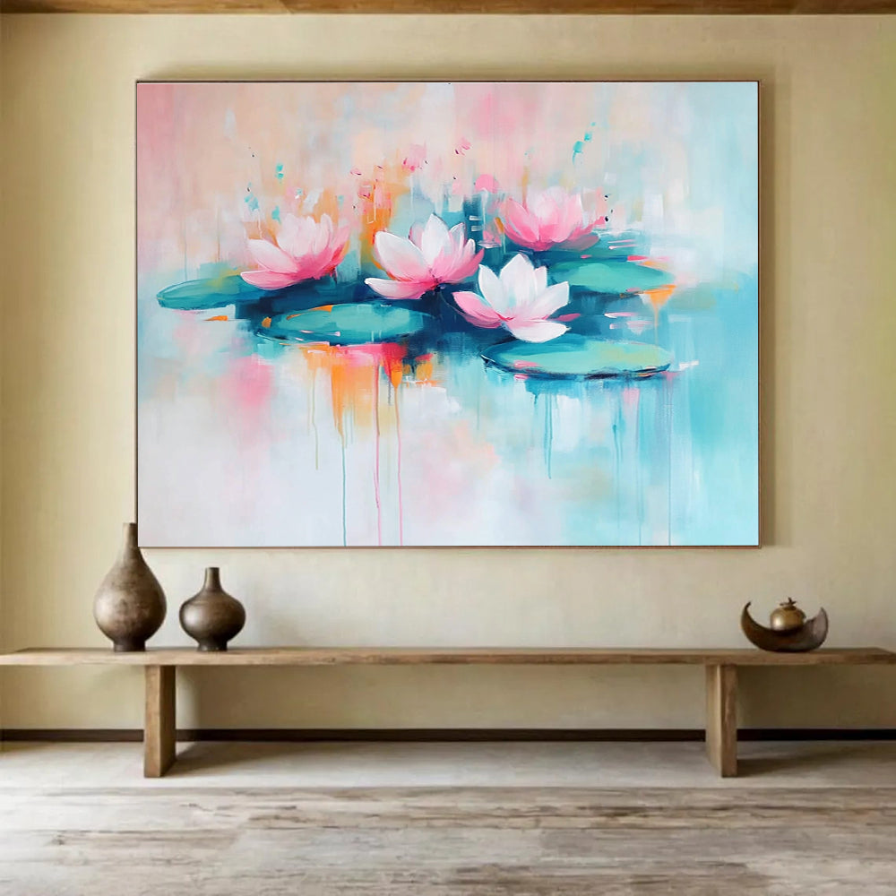 Pastel Lotus Abstract Painting with Soft and Dreamy Hues DYP356