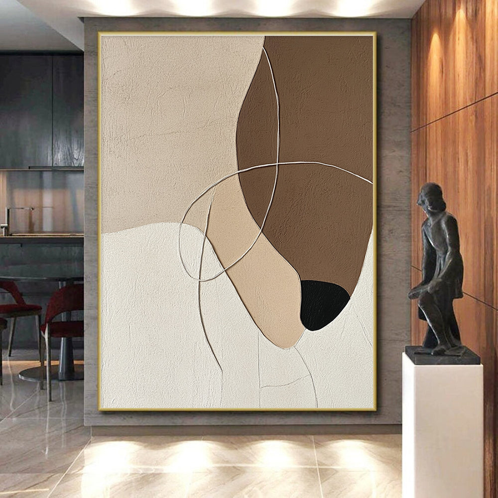 Neutral Tones Abstract Painting with Intricate Lines GER149
