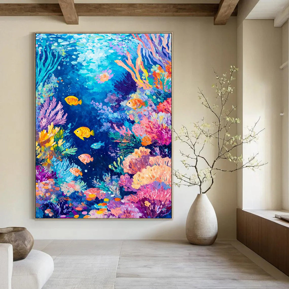 Colorful Underwater World Abstract Painting with Marine Life ADGE527