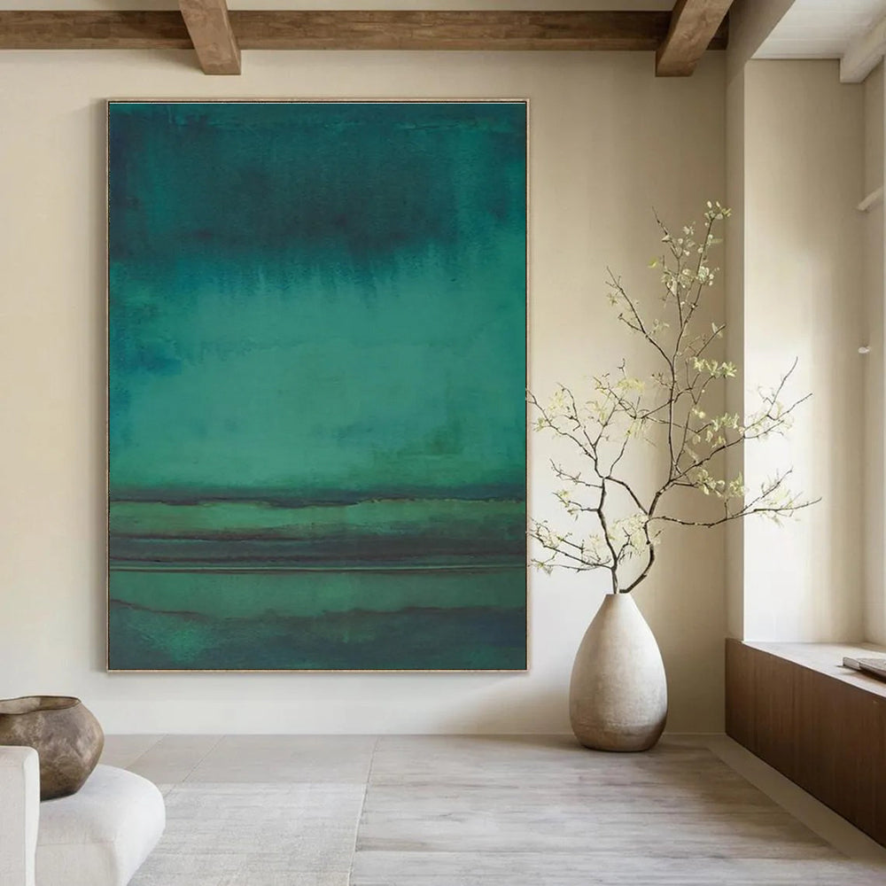 Teal Gradient Abstract Painting with Subtle Layers ADGE473