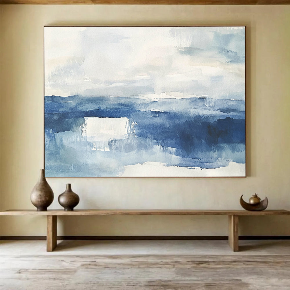 Blue Sea Abstract Painting in Watercolor Style DYP448