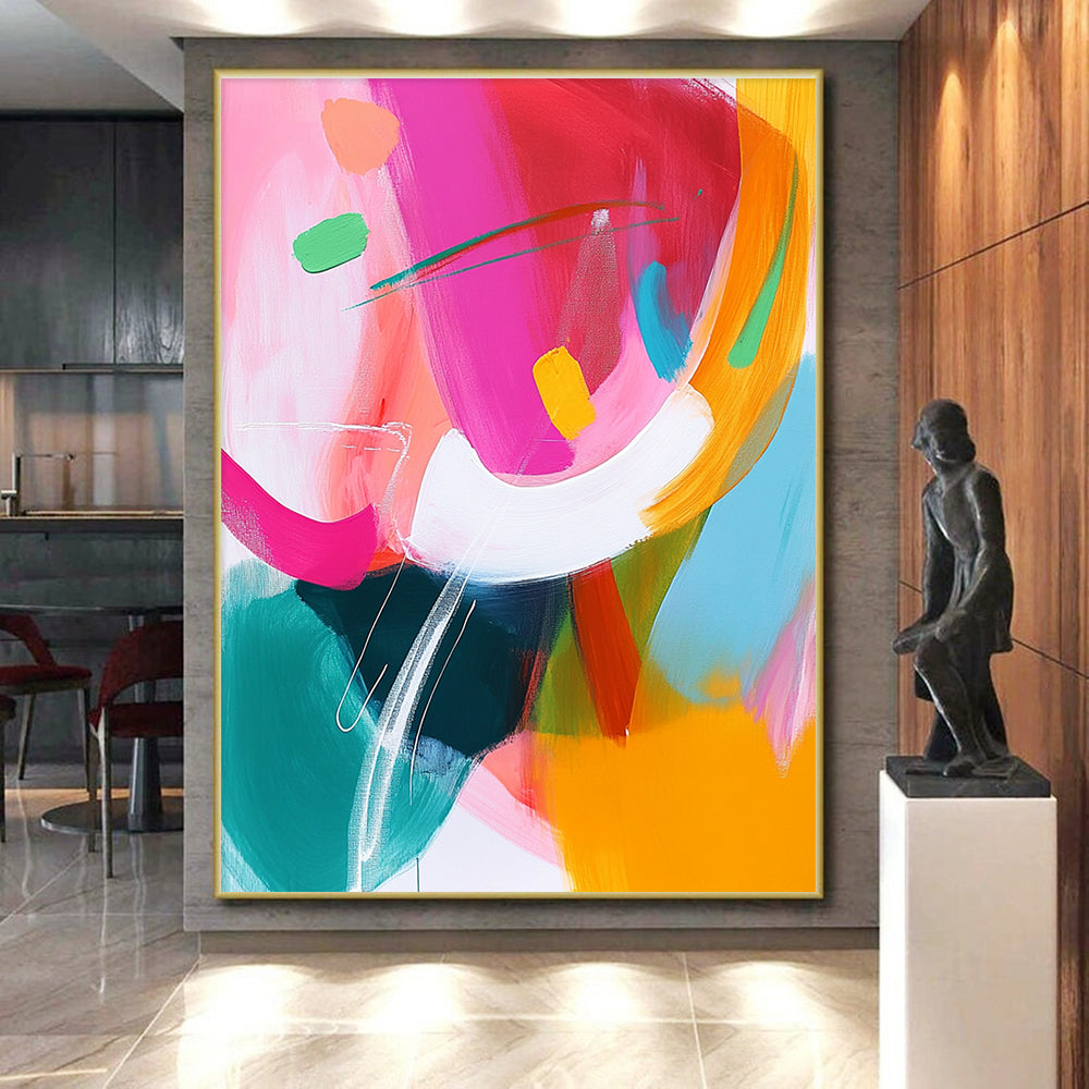 Bold Colorful Abstract with Pink Green and Orange GER298