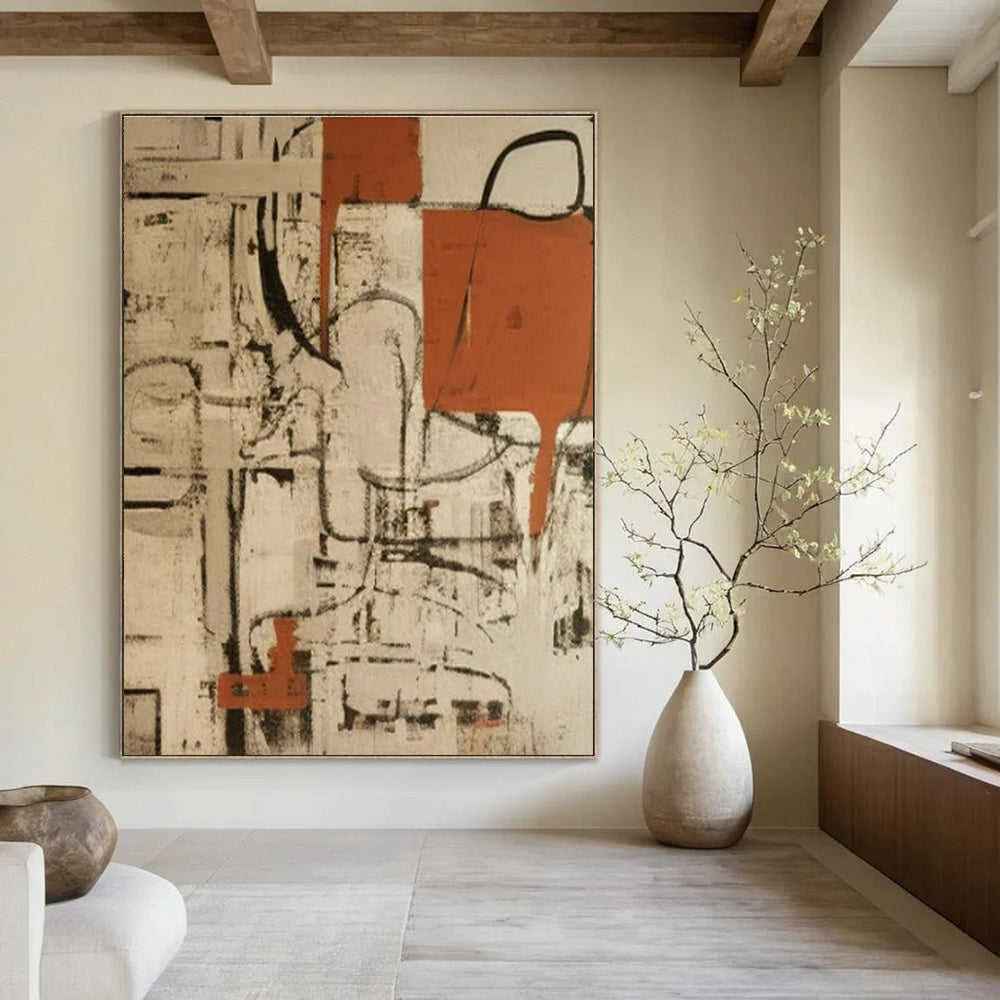 Original Hand-Painted Abstract Canvas for Cottage Living Room Window Treatment Wall and Bedroom Bedside Wall DLZ1720