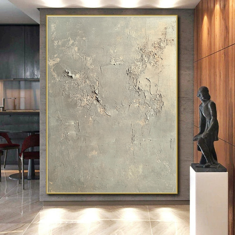 Gray Textured Abstract Painting with Rough Surfaces GER037