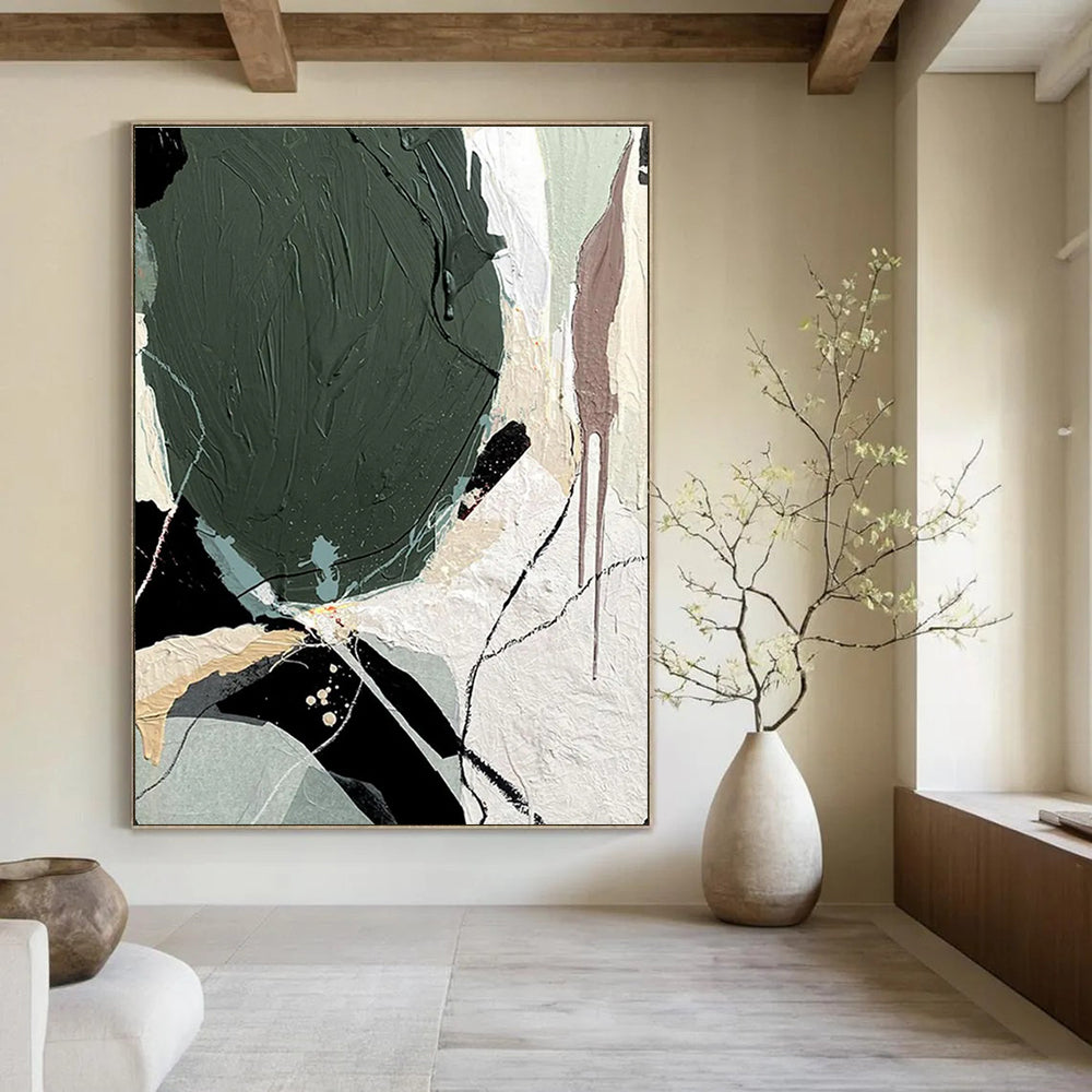 Multicolor Textured Abstract Painting with Eclectic Shapes ADGE505
