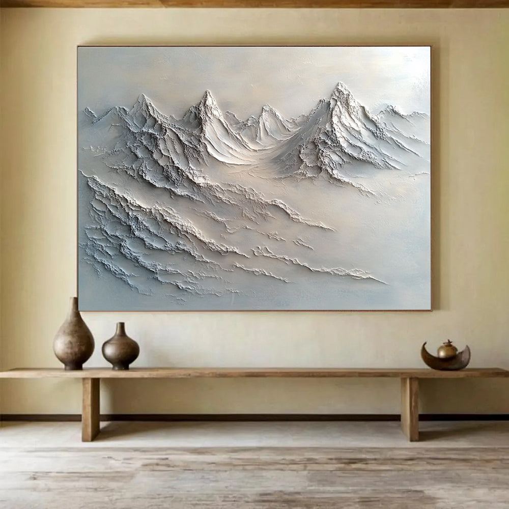 Gray - Toned Textured Mountain Landscape Abstract Painting DYP100