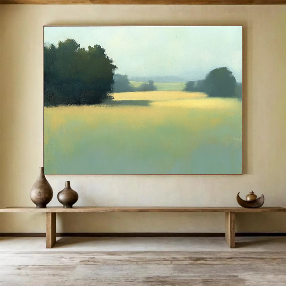 Soft Toned Misty Field Landscape Abstract Painting DYP091