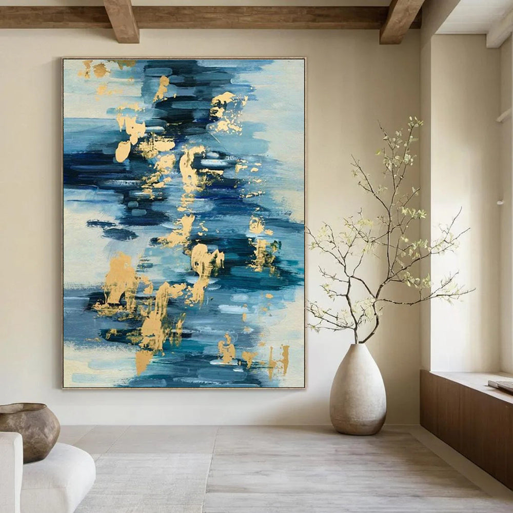 Custom - Designed Hand - Painted Abstract Canvases for Bedroom Canopy Bed Drape Tie - Back Hooks & Office Room Divider Panel Fasteners DLZ0938