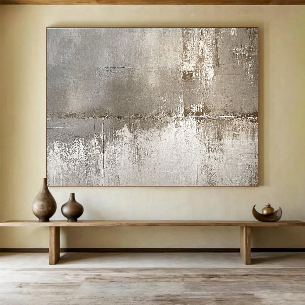 Gray Beige Textured - Industrial Abstract Painting DYP037