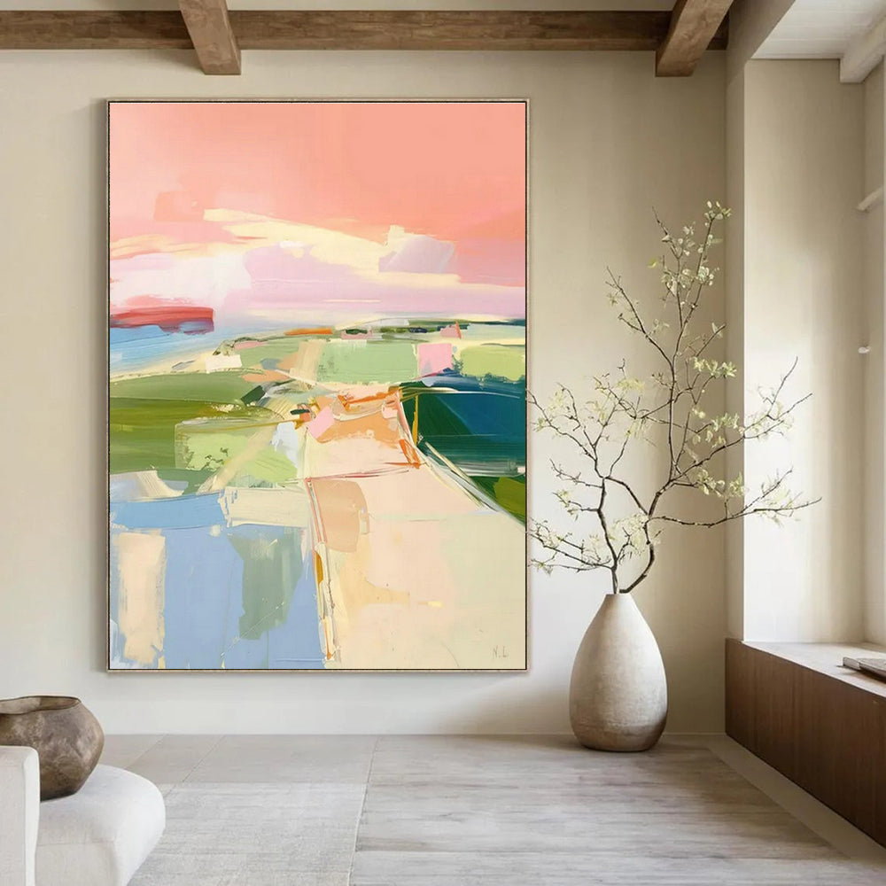 Large Hand-Painted Abstract Art for Cottage Bedroom and Living Room DLZ1577