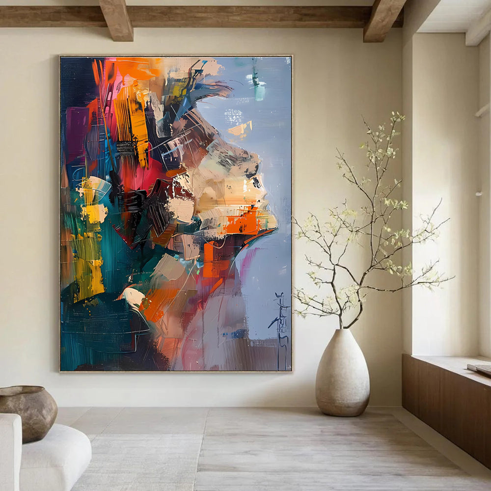 Colorful Portrait Abstract Painting with Mixed Hues ADGE285