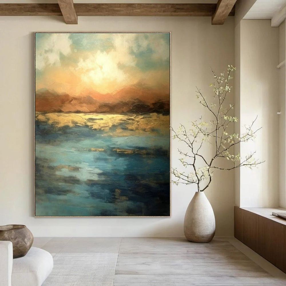 Extra-large Custom Hand-Painted Abstract Canvas for Dining Room Sideboard Wall and Cottage Office Partition Wall DLZ1925