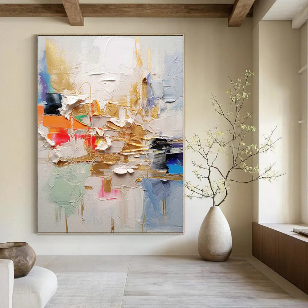 Grand-Sized Custom Hand-Painted Abstract Mural for Living Room & Hallway DLZ1063